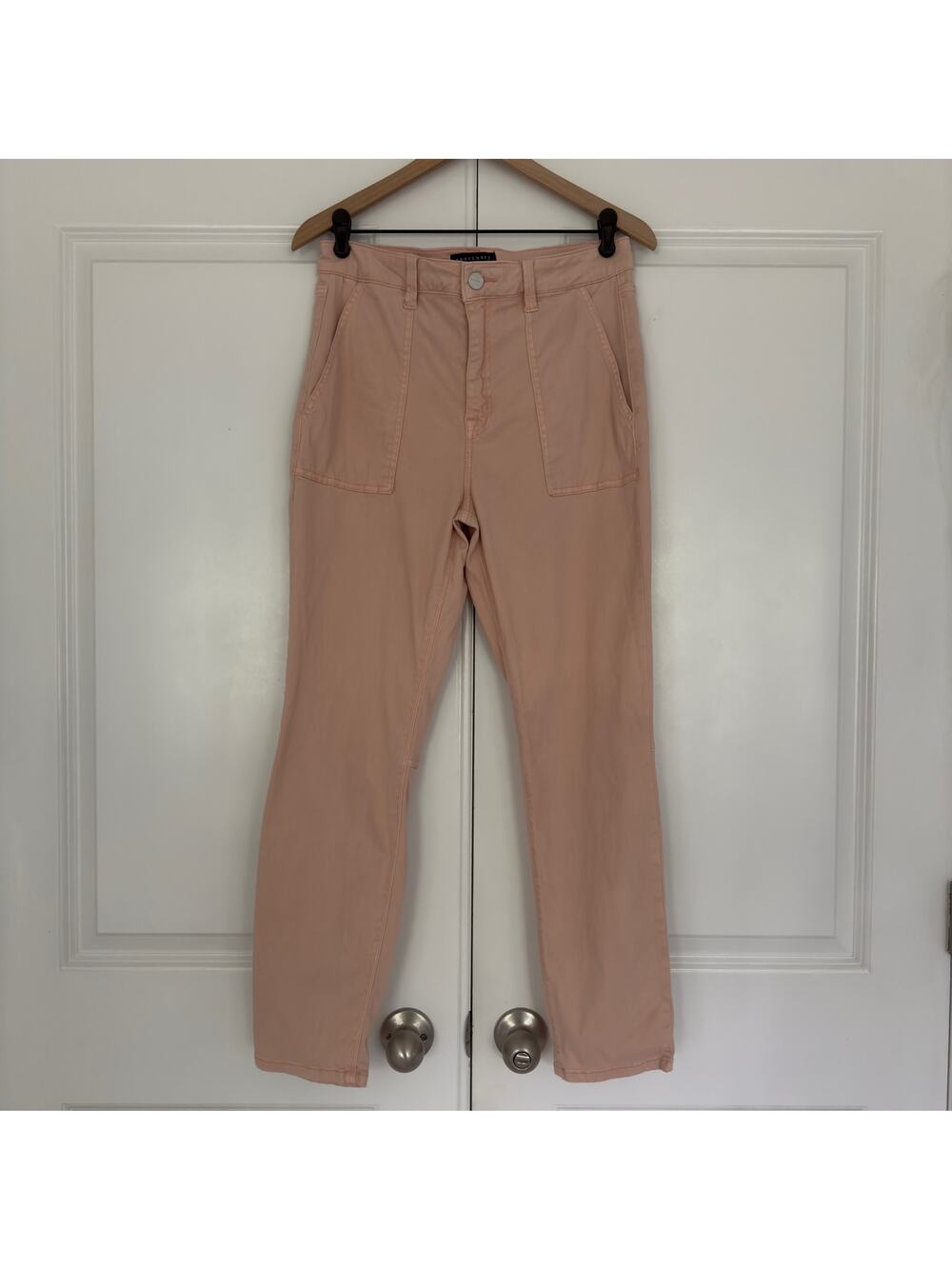 Sanctuary Denim Pale Pink cargo style pants zip button solid pockets zipper 31